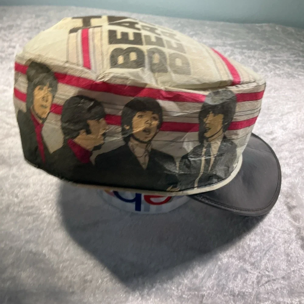 Vintage The Beatles Painter Hat Cap Rare 1980s Paper Concert Style